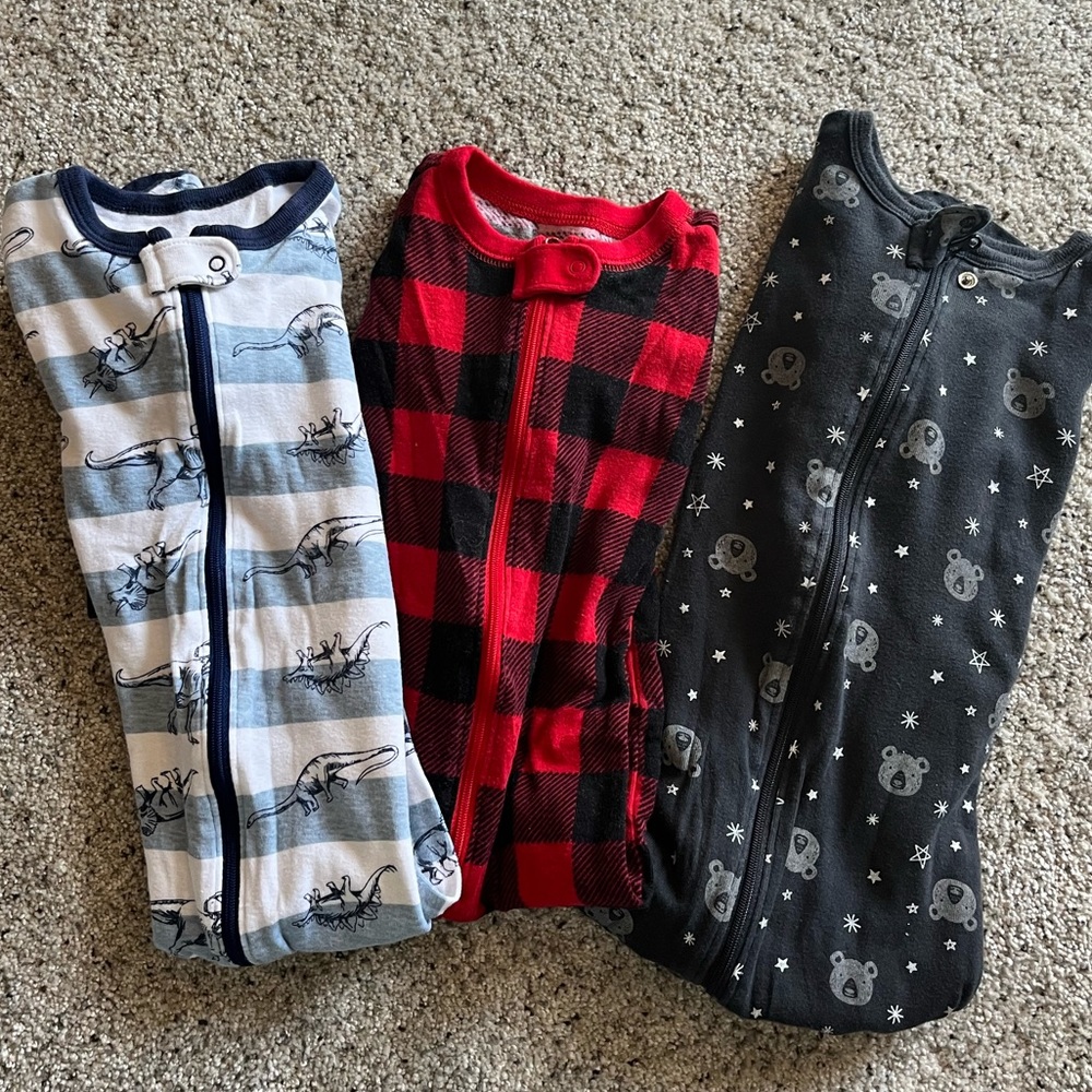 Three Old Navy 2T boys sleepers